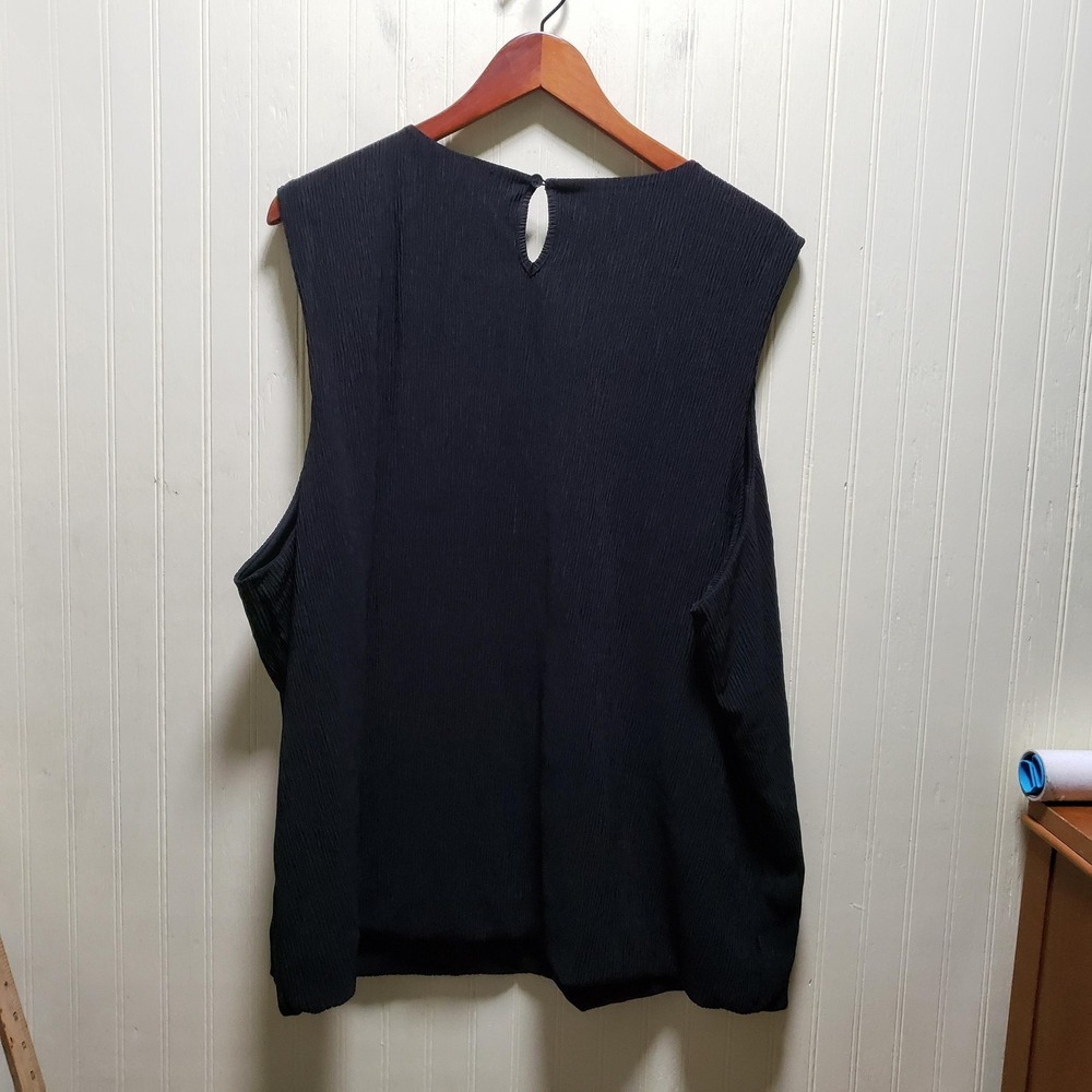 Nine West Blouse Womens Plus 3X‎ Black Scoop Neck Sleeveless Pleated Tunic Top - Picture 3 of 7